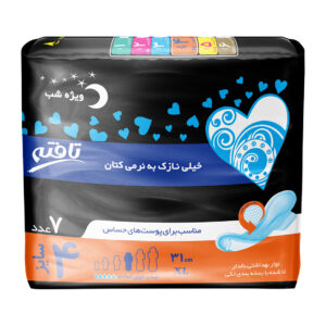 نوار بهداشتی بالدار خیلی نازک ویژه شب مناسب پوست حساس بسته7 عددی سایزXl
