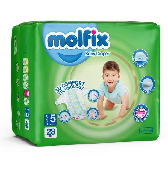 پوشک مولفیکس سه بعدی سایز 5 بسته 28 عددی XL خیلی بزرگ