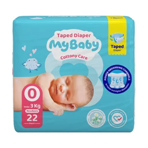 پوشک چسبی مای بیبی Mybaby کانال دار سایز صفر بسته 22 عددی